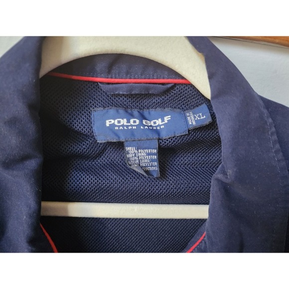 Vintage Polo Ralph Lauren Golf Pullover Jacket Size XL Navy Blue W/ Red Pony - Picture 6 of 7